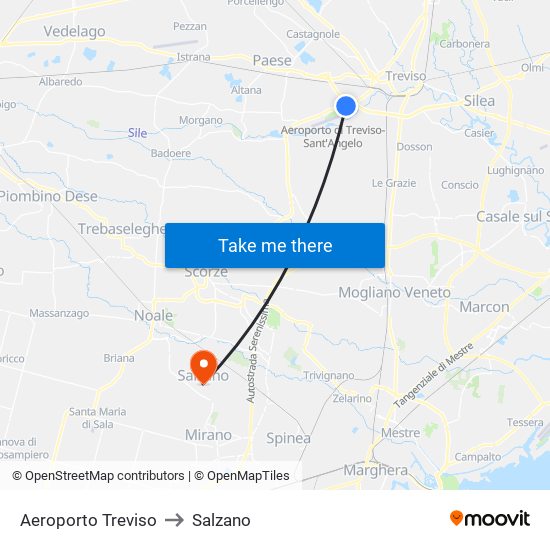 Aeroporto Treviso to Salzano map