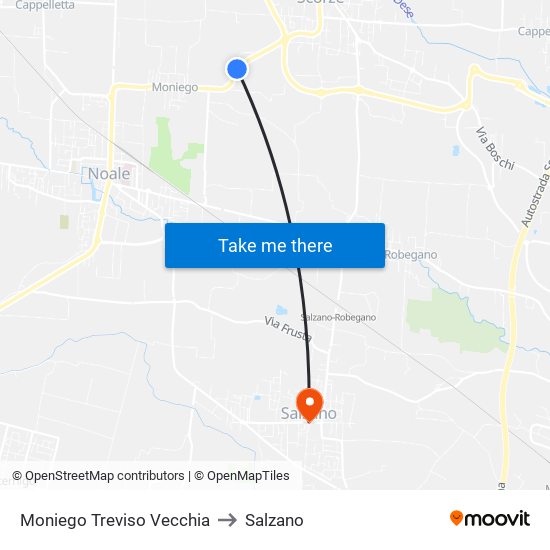 Moniego Treviso Vecchia to Salzano map