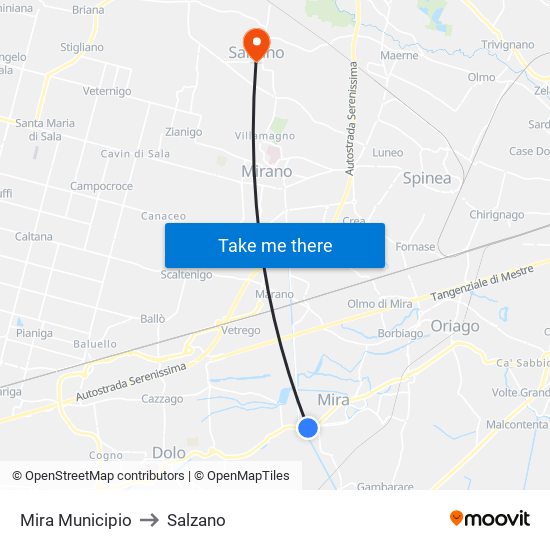 Mira Municipio to Salzano map
