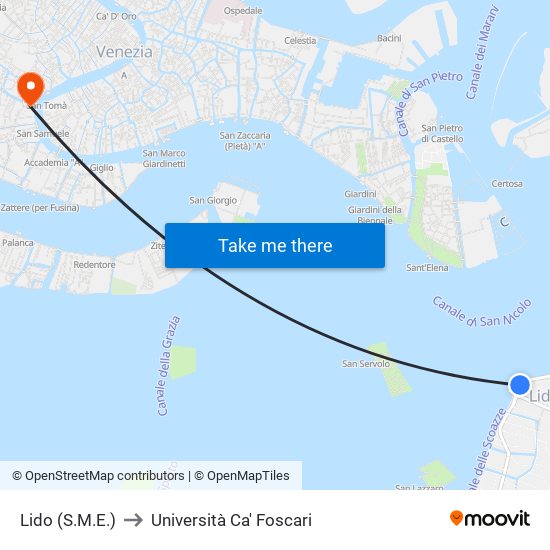 Lido (S.M.E.) to Università Ca' Foscari map