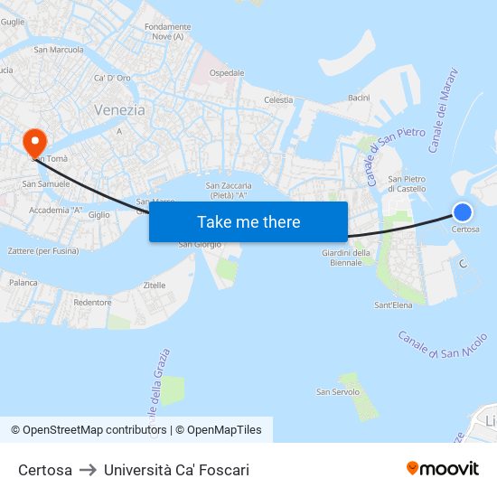 Certosa to Università Ca' Foscari map