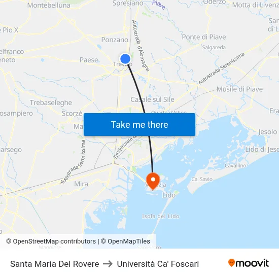 Santa Maria Del Rovere to Ca' Foscari University map