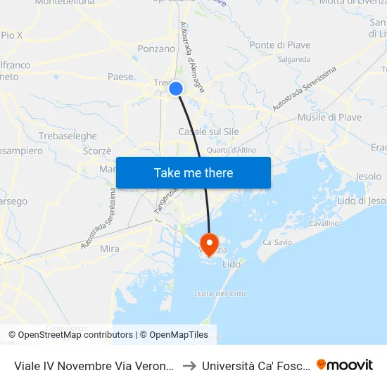 Viale IV Novembre Via Veronese to Ca' Foscari University map