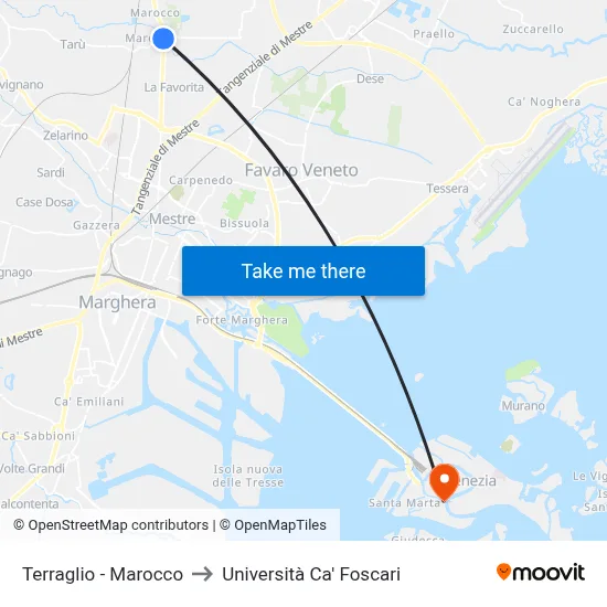 Terraglio - Marocco to Ca' Foscari University map