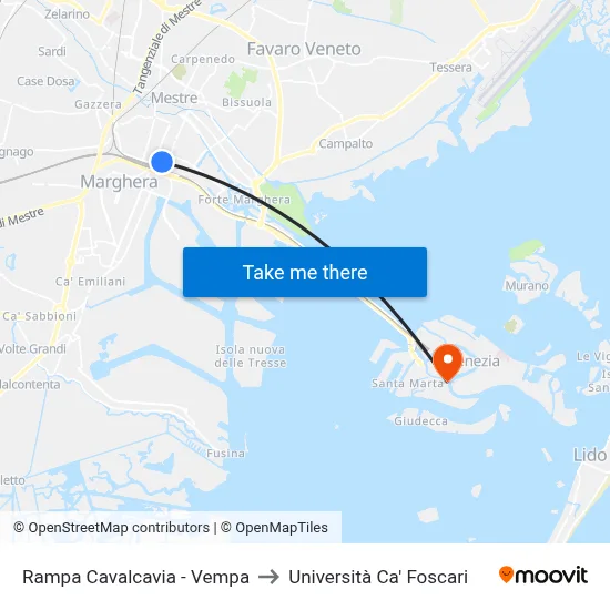 Overpass Ramp - Vempa to Ca' Foscari University map