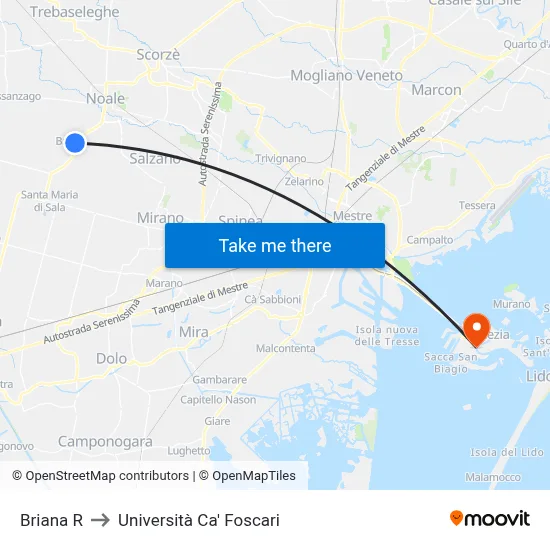 Briana R to Ca' Foscari University map