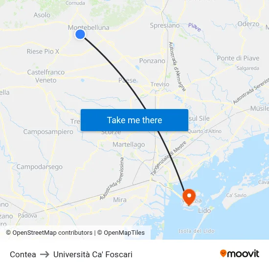 Contea to Ca' Foscari University map