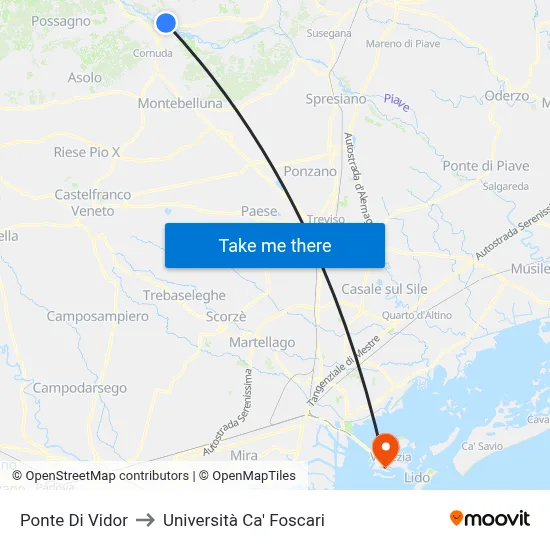 Vidor Bridge to Ca' Foscari University map