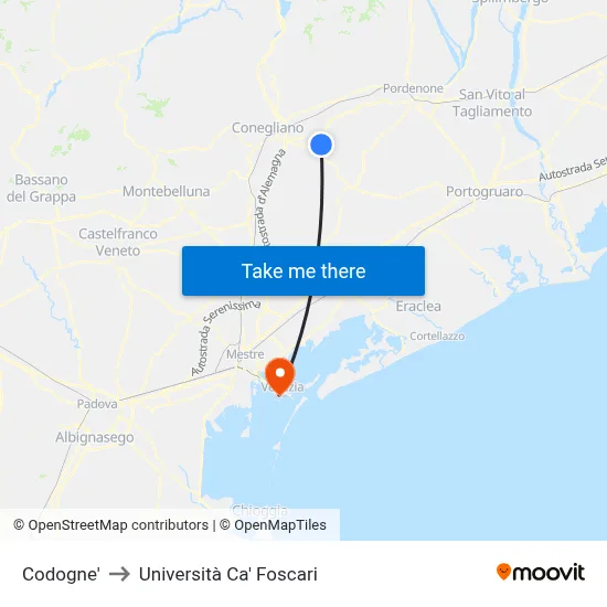 Codogne to Ca' Foscari University map