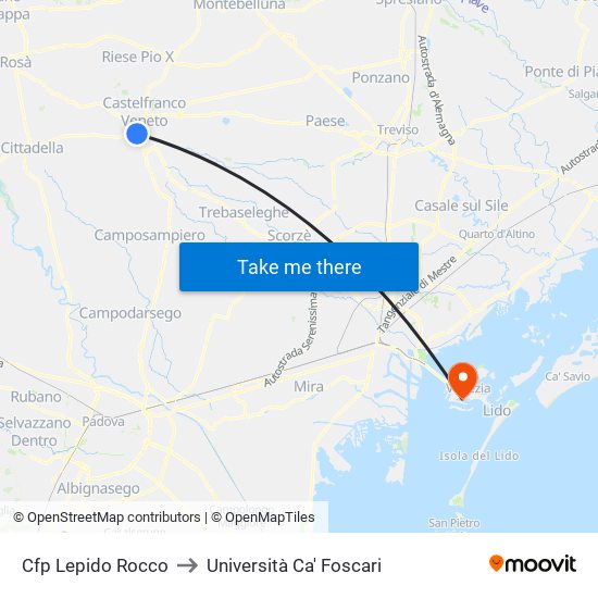 Cfp Lepido Rocco to Università Ca' Foscari map