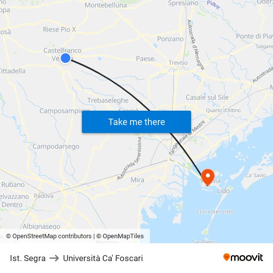 Ist. Segra to Università Ca' Foscari map