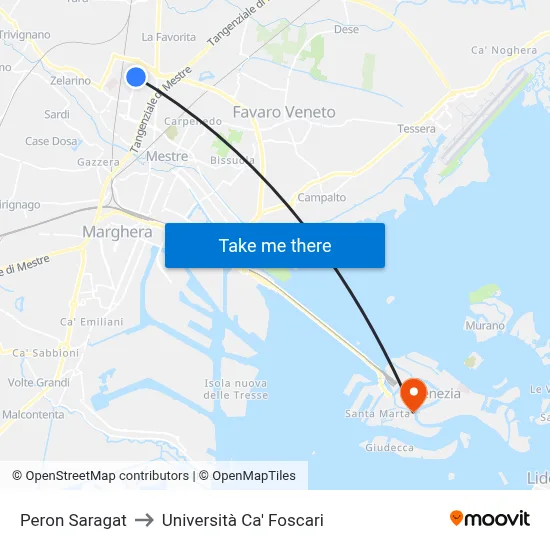 Peron Saragat to Ca' Foscari University map