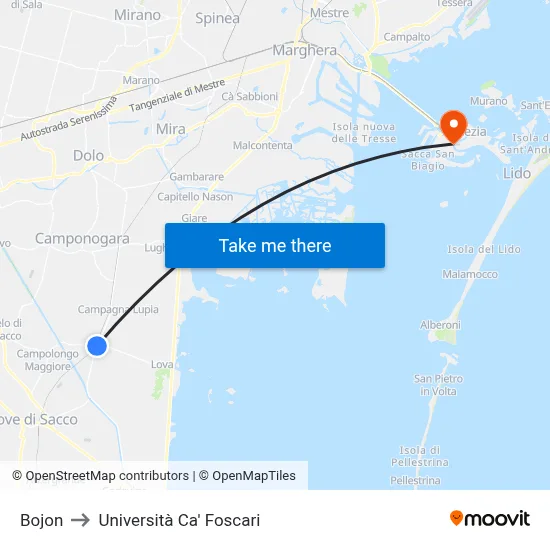 Bojon to Ca' Foscari University map
