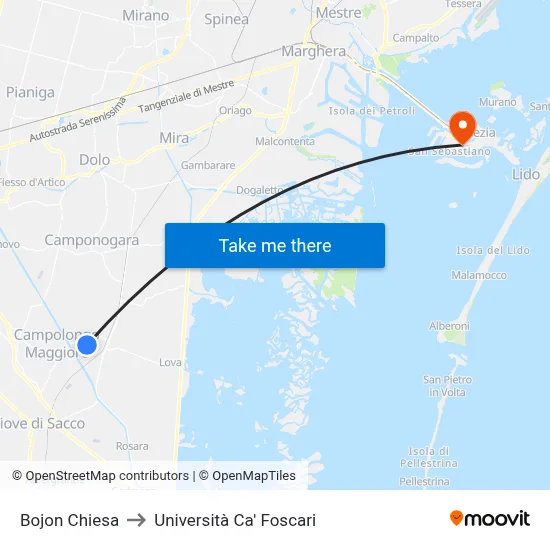 Bojon Church to Ca' Foscari University map