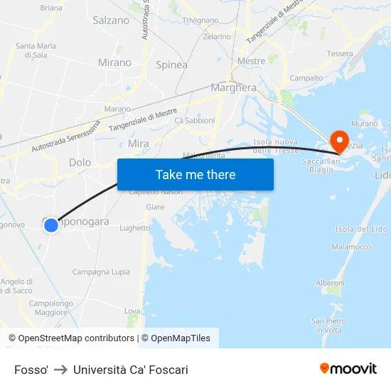 Fosso to Ca' Foscari University map