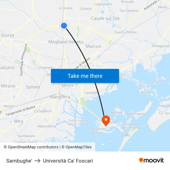Sambughe to Ca' Foscari University map