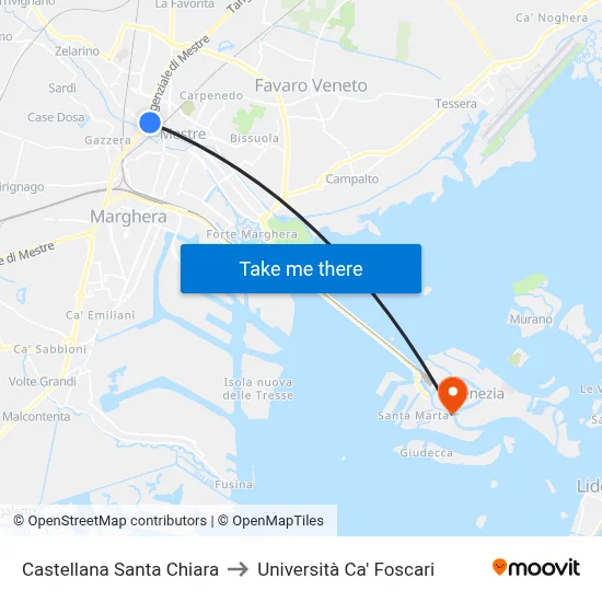 Castellana Santa Chiara to Università Ca' Foscari map