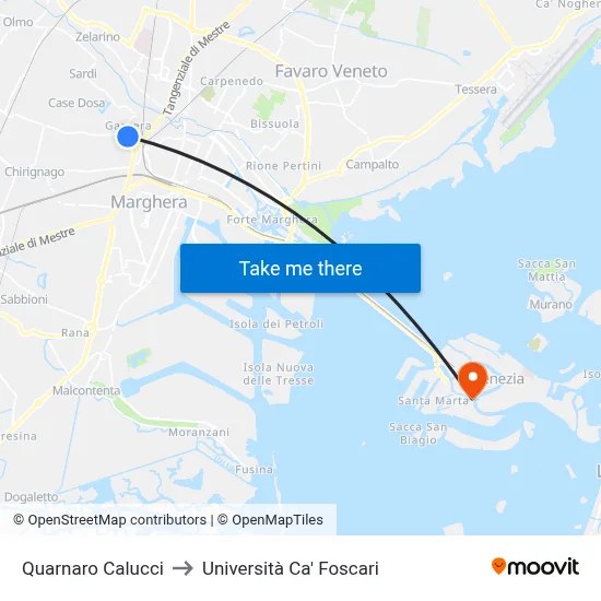 Quarnaro Calucci to Ca' Foscari University map