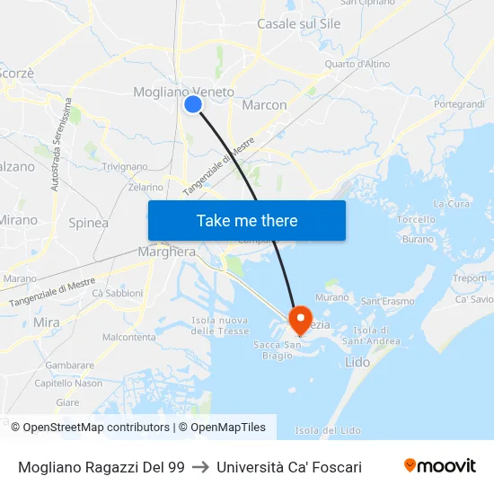 Mogliano Boys of '99 to Ca' Foscari University map