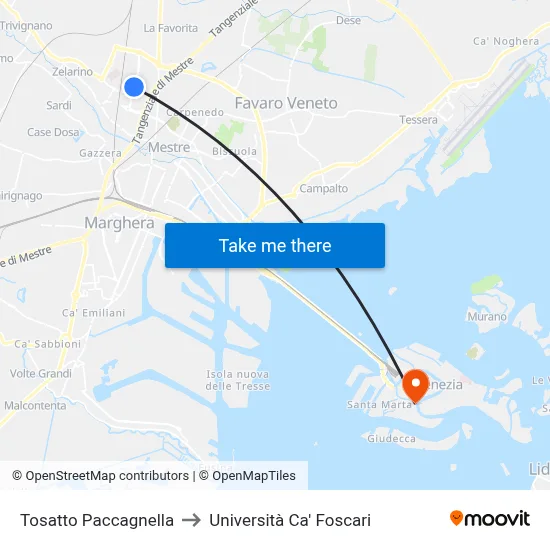 Tosatto Paccagnella to Ca' Foscari University map