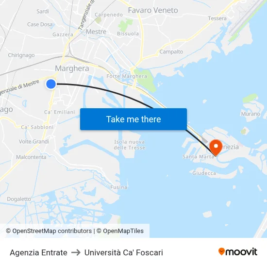 Tax Office to Ca' Foscari University map