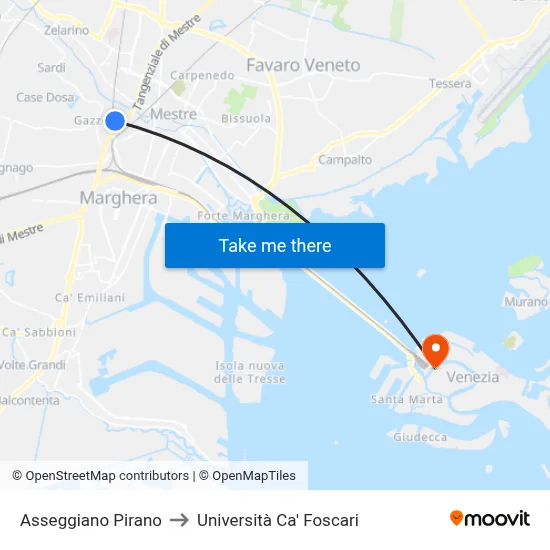 Asseggiano Pirano to Ca' Foscari University map