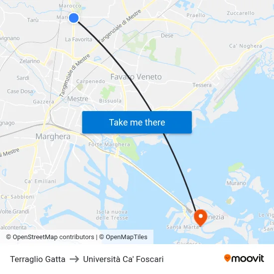 Terraglio Gatta to Ca' Foscari University map