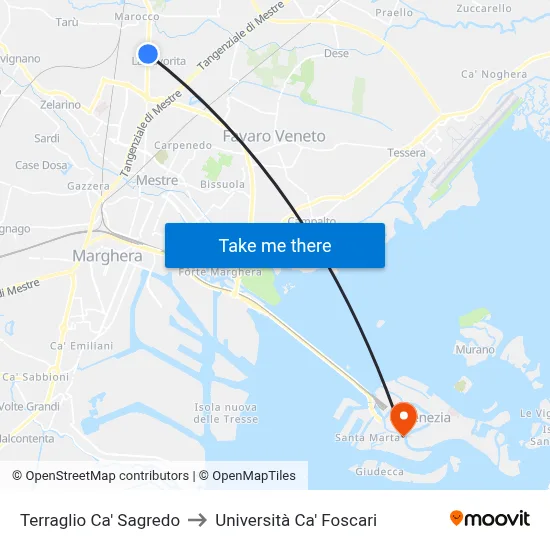 Terraglio Ca' Sagredo to Università Ca' Foscari map