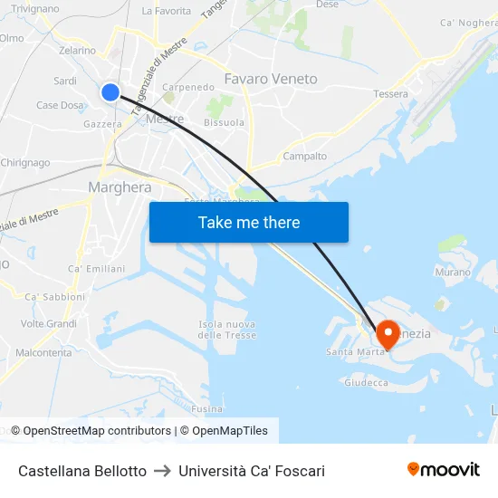 Castellana Bellotto to Ca' Foscari University map