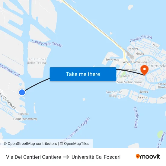 Shipyard Street Dock to Ca' Foscari University map