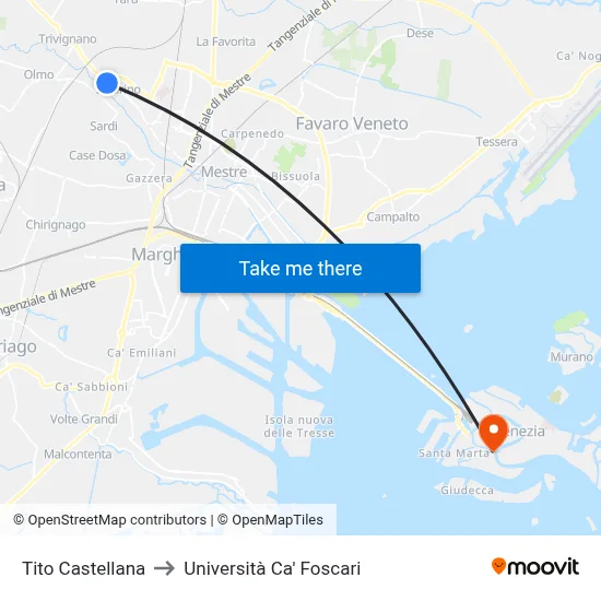 Tito Castellana to Ca' Foscari University map