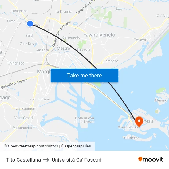 Tito Castellana to Ca' Foscari University map