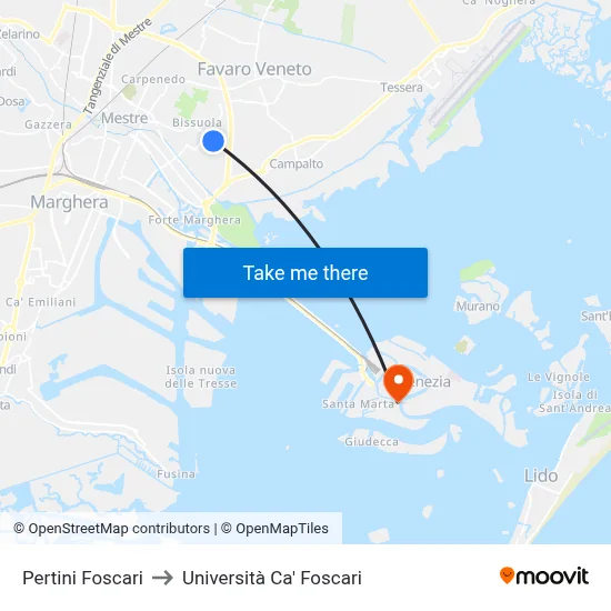 Pertini Foscari to Università Ca' Foscari map