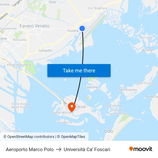 Aeroporto Marco Polo to Università Ca' Foscari map