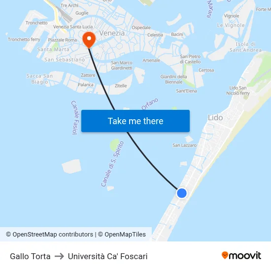 Gallo Torta to Università Ca' Foscari map