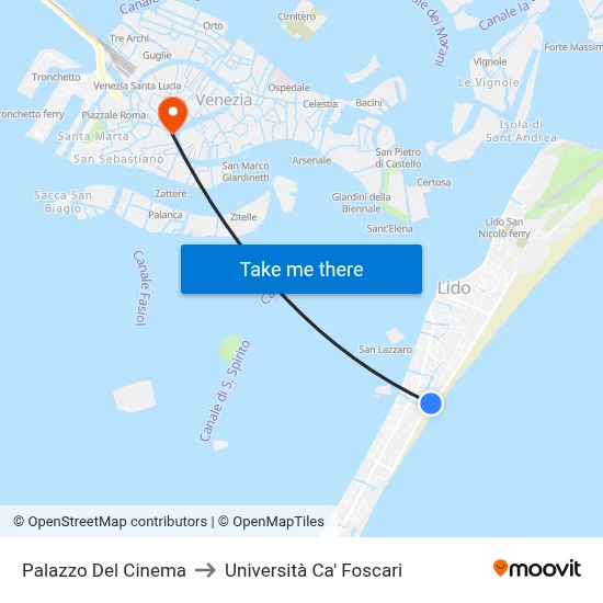 Cinema Palace to Ca' Foscari University map