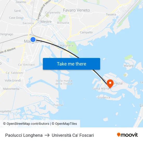 Paolucci Longhena to Università Ca' Foscari map