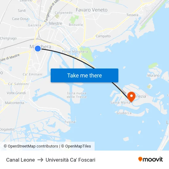 Canal Leone to Ca' Foscari University map