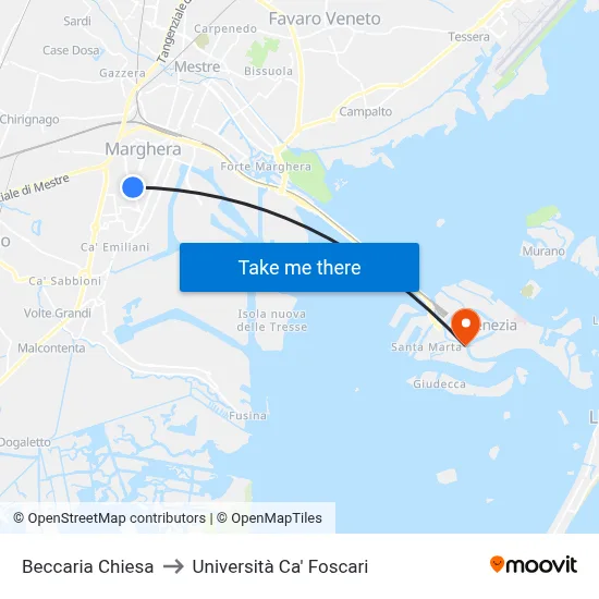 Beccaria Church to Ca' Foscari University map