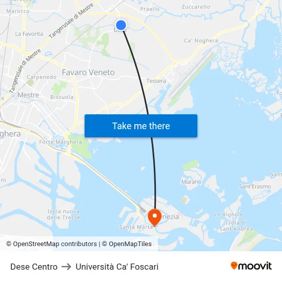 Dese Center to Ca' Foscari University map