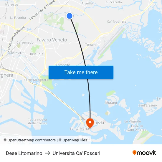 Dese Litomarino to Ca' Foscari University map