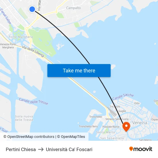 Pertini Church to Ca' Foscari University map