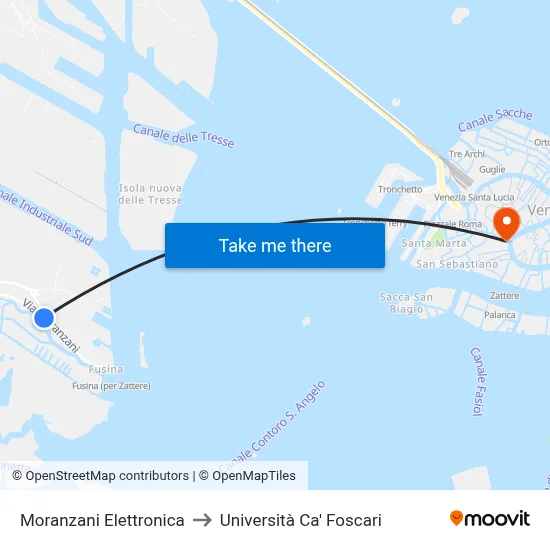 Moranzani Electronics to Ca' Foscari University map
