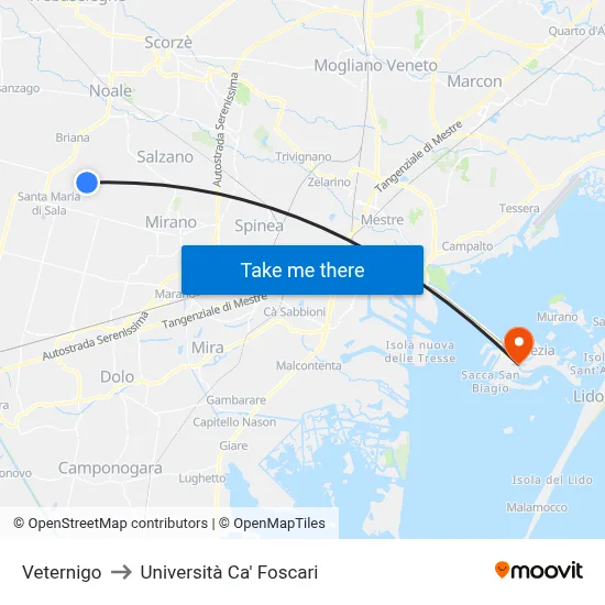 Veternigo to Università Ca' Foscari map