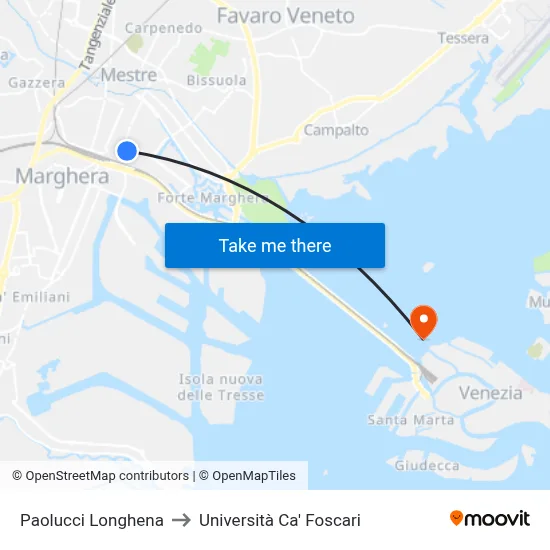 Paolucci Longhena to Ca' Foscari University map