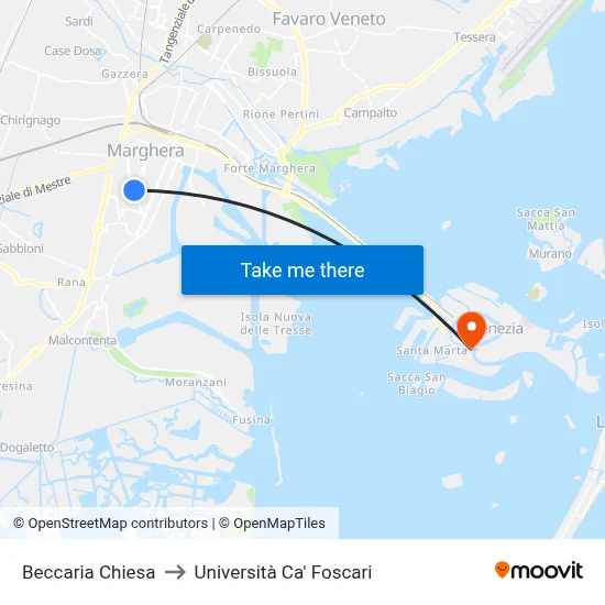 Beccaria Church to Ca' Foscari University map