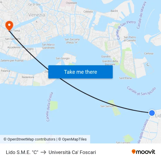 Lido S.M.E. "C" to Università Ca' Foscari map