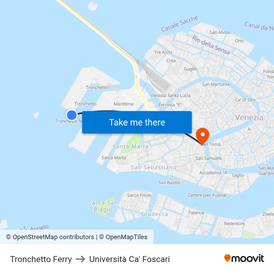 Tronchetto Ferry to Università Ca' Foscari map