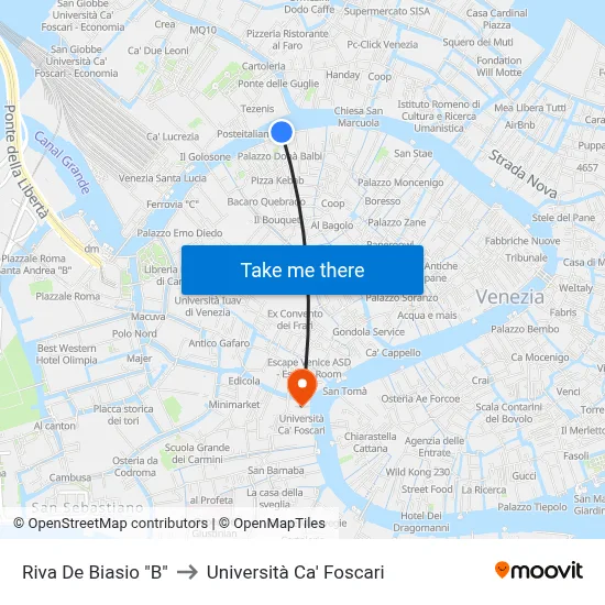 Riva De Biasio "B" to Università Ca' Foscari map