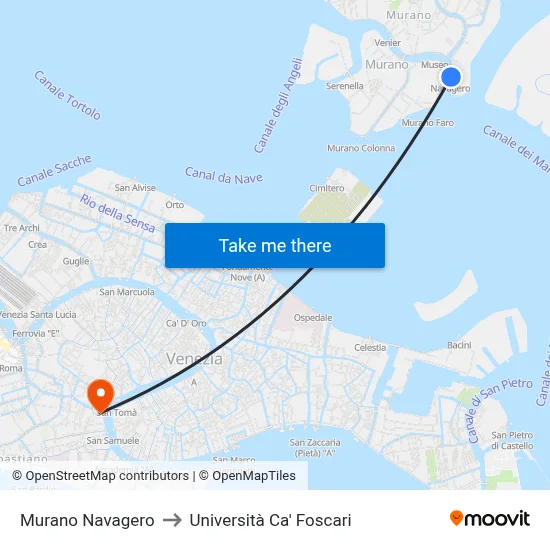 Murano Navagero to Ca' Foscari University map